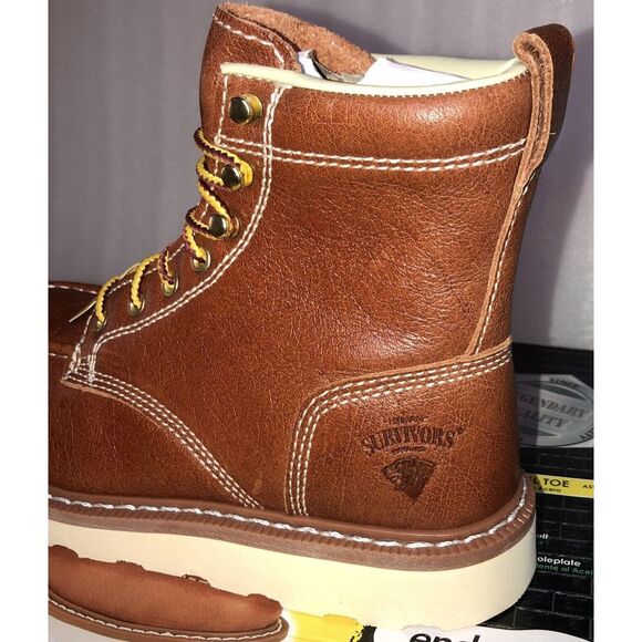 Herman Survivors Oakridge Brown Leather 6" Steel Toe Work Boots Men's Size 7 - Picture 11 of 16